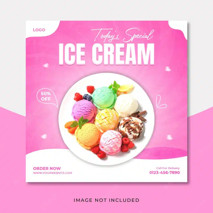 Special delicious ice cream social media banner post design or instagram post template