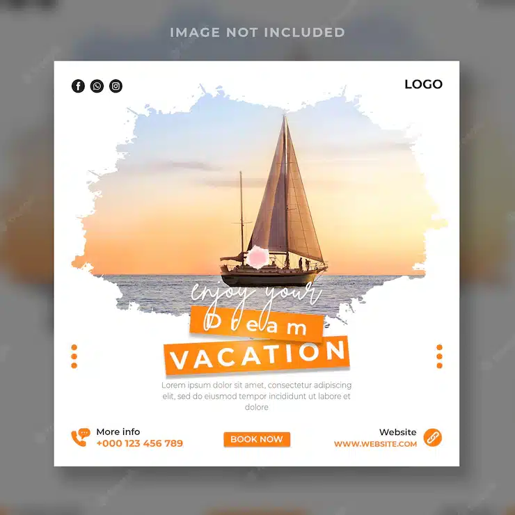 Travel tour instagram post banner or square flyer template